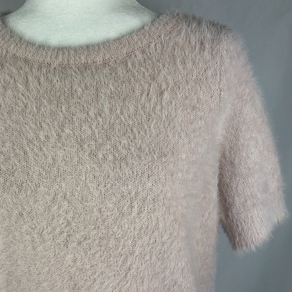 LOFT Petites Pink Fuzzy Romantic Balletcore Short Sleeve Sweater Womens Size SP - Picture 2 of 7